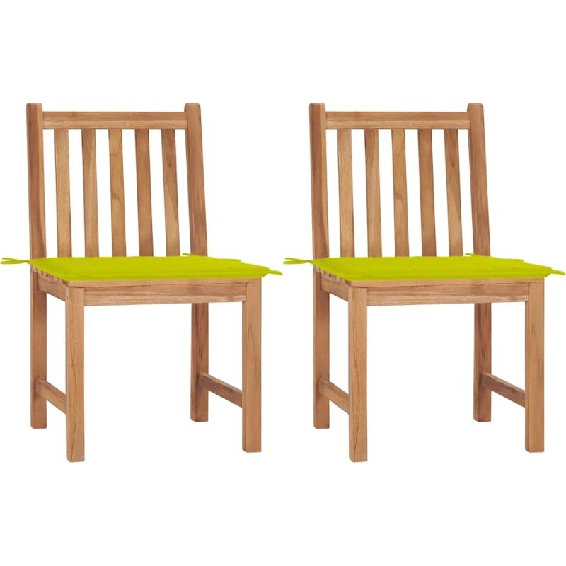 Havestole i massiv teak, 2 stk. med hynder