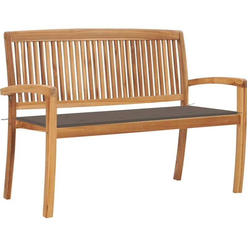 Teak havebænk med hynde 128,5 cm – stabelbar