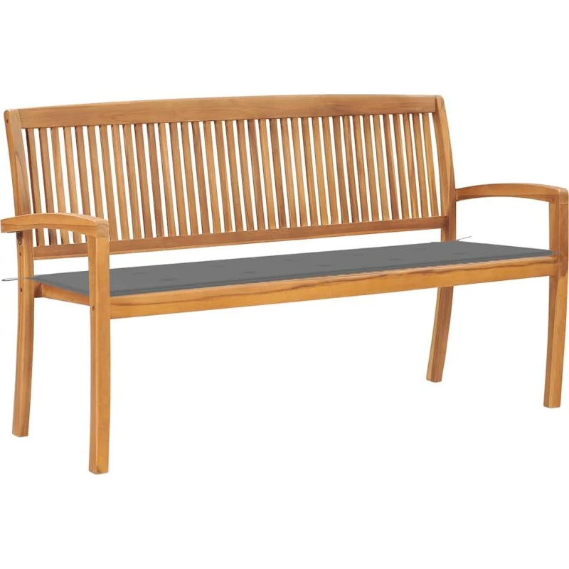 Havebænk i massivt teak 159 cm med hynde, stabelbar