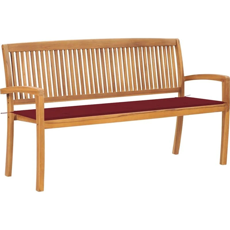 Havebænk i massivt teak 159 cm med hynde, stabelbar