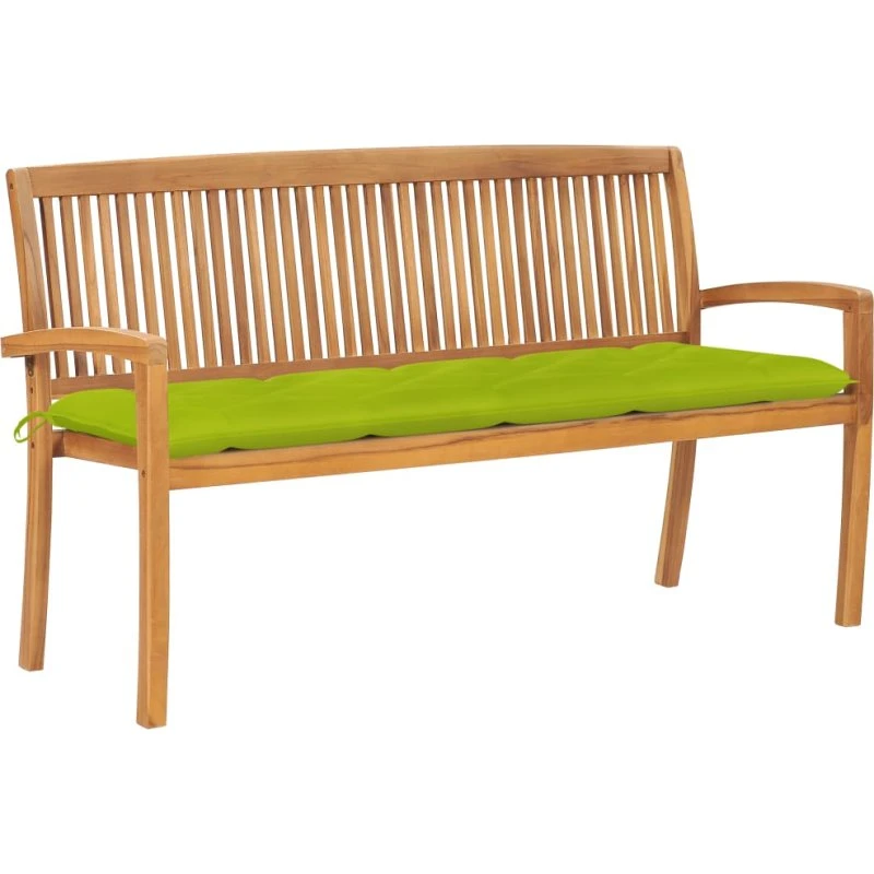 Havebænk i massivt teak 159 cm med hynde, stabelbar