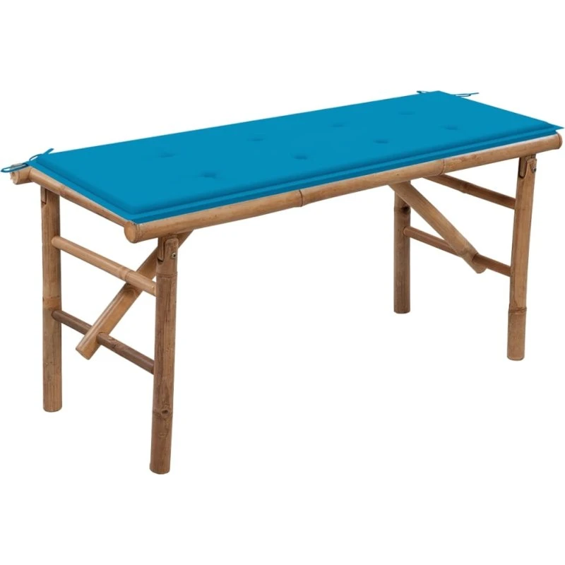 Foldbar bambus havebænk 118 cm med hynde