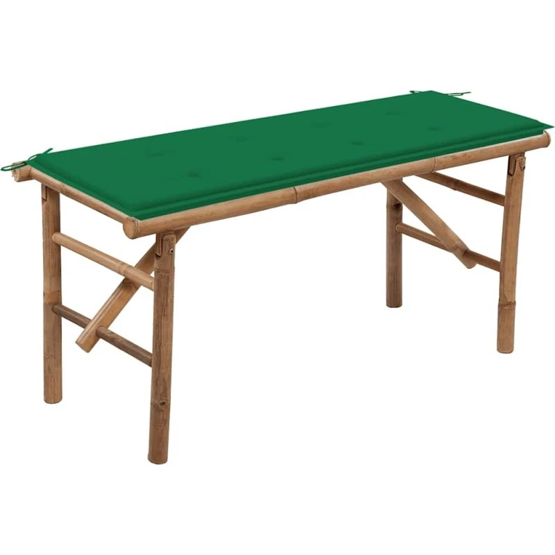 Foldbar bambus havebænk 118 cm med hynde