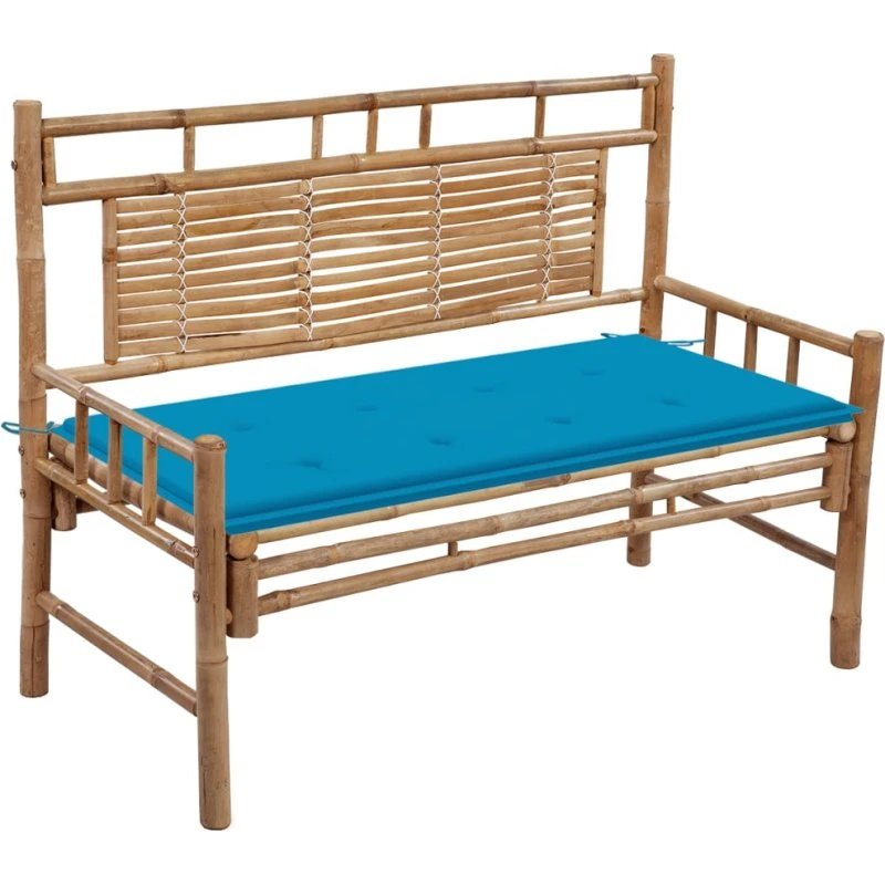 Bambus havebænk med hynde 120 cm