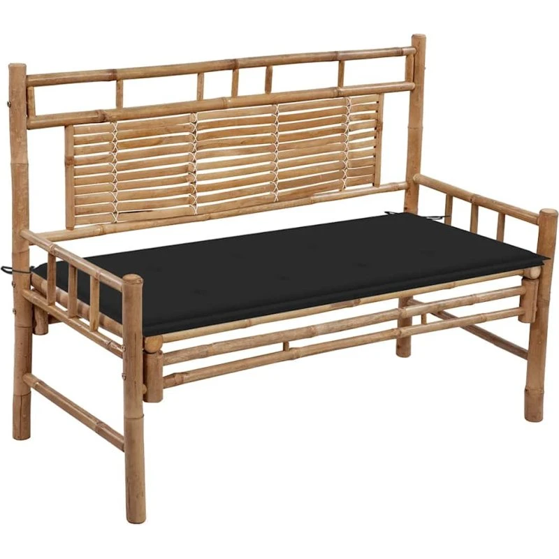 Bambus havebænk med hynde 120 cm