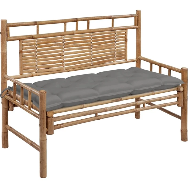 Bambus havebænk med hynde 120 cm