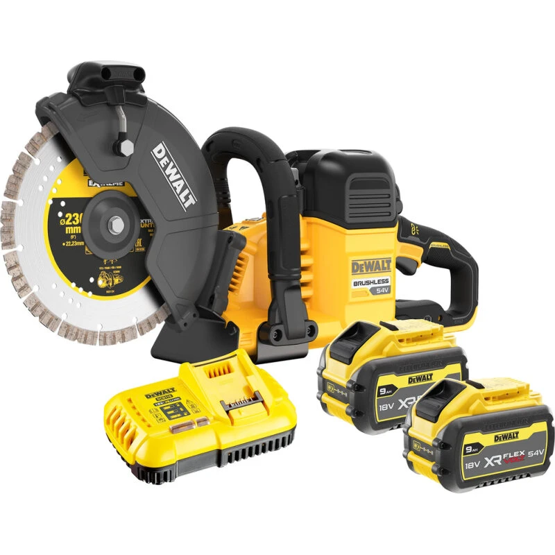 DeWalt DCS691X2-QW 54V 9Ah 230mm batteridrevet skæremaskine