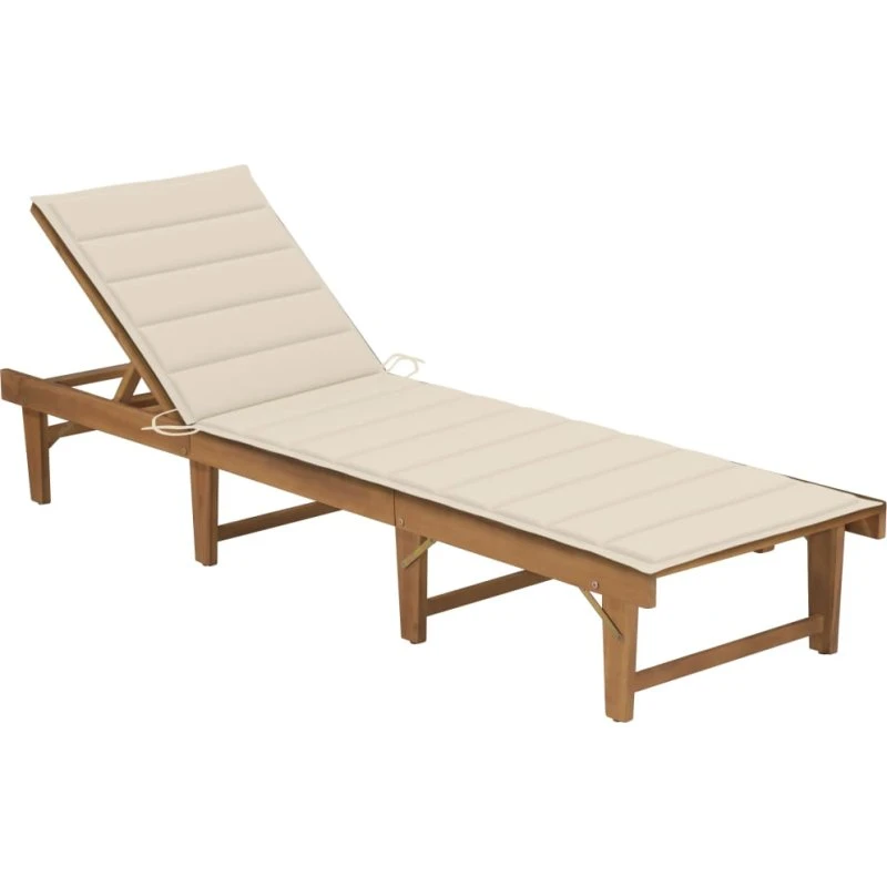 Foldbar liggestol i massivt akacietræ med hynde