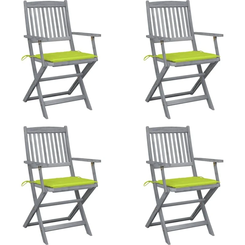 Foldbare havestole 4 stk. med hynder i akacietræ