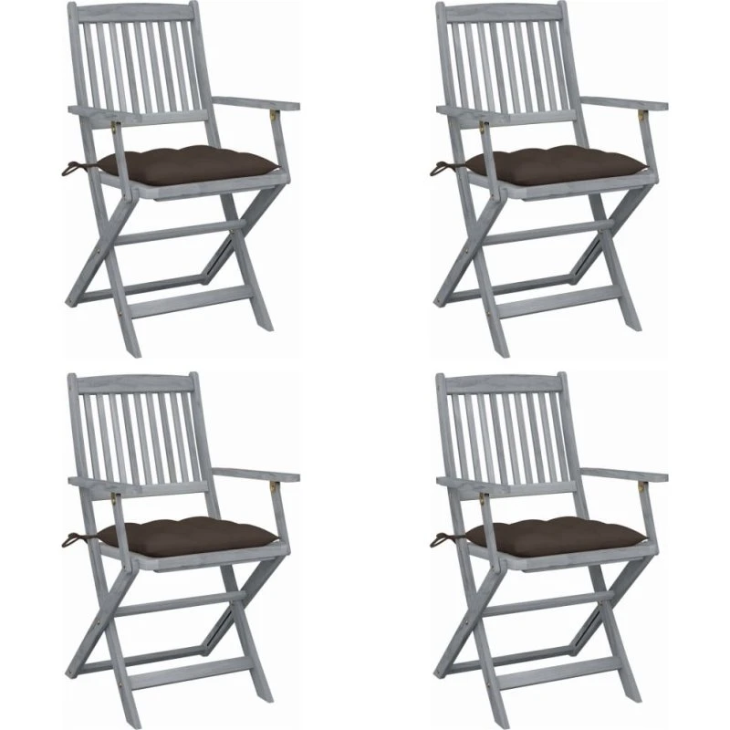 Foldbare havestole 4 stk. med hynder i akacietræ