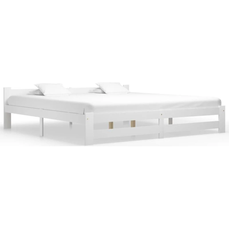 Sengeramme i massivt fyrretræ 200x200 cm – hvid