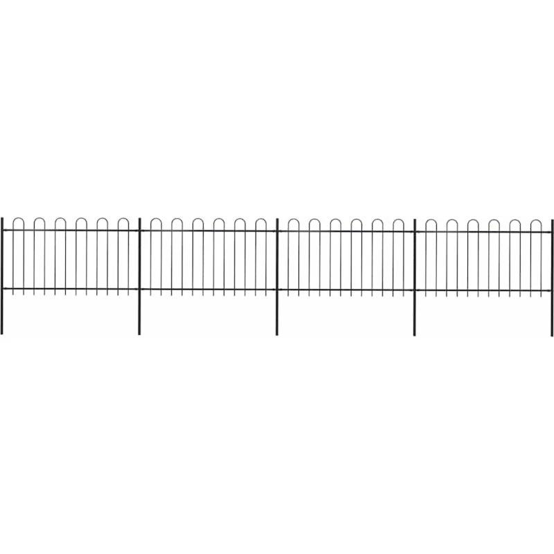 Sort stålhavehegn med bøjletop 714,5x100 cm (6,8 m)