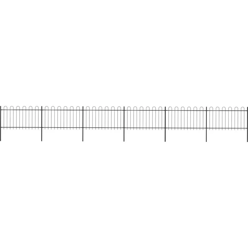 Stort sort havehegn i stål med buet top 1070x100 cm