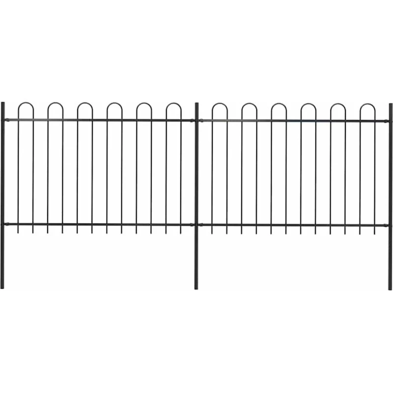 Havehegn i sort stål med bøjlet top 359x120 cm
