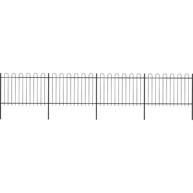 Stålhavehegn med bøjletop 714,5×120 cm sort (6,8 m)