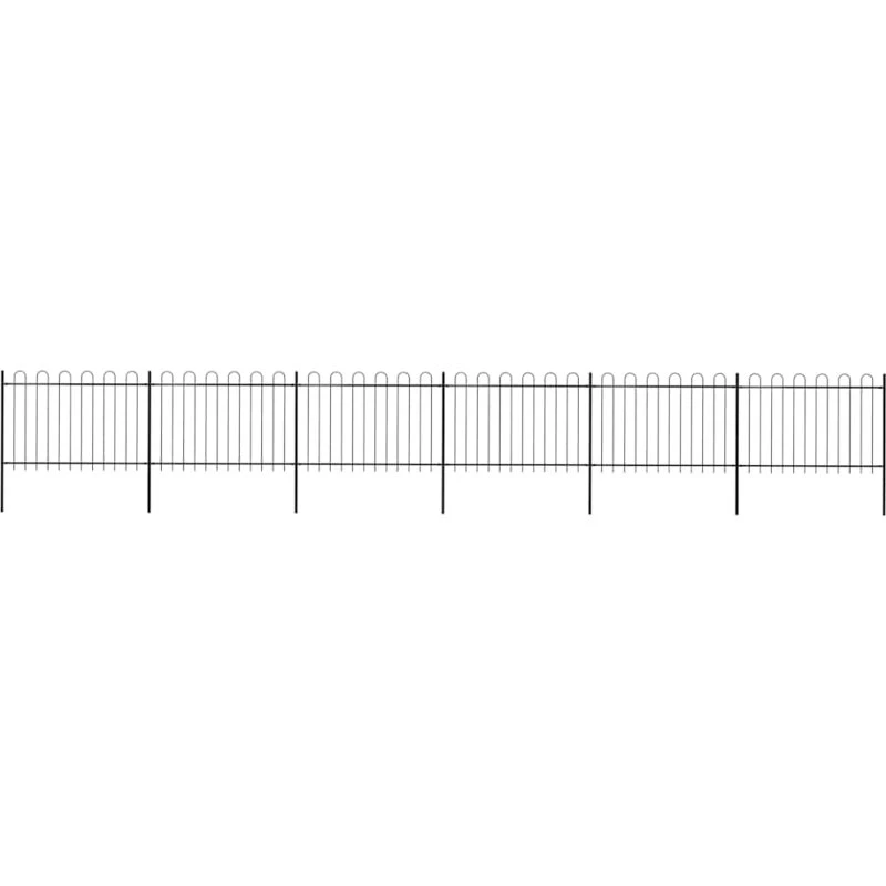 Sort stålhavehegn med bøjletop 1070x120 cm (10,2 m)
