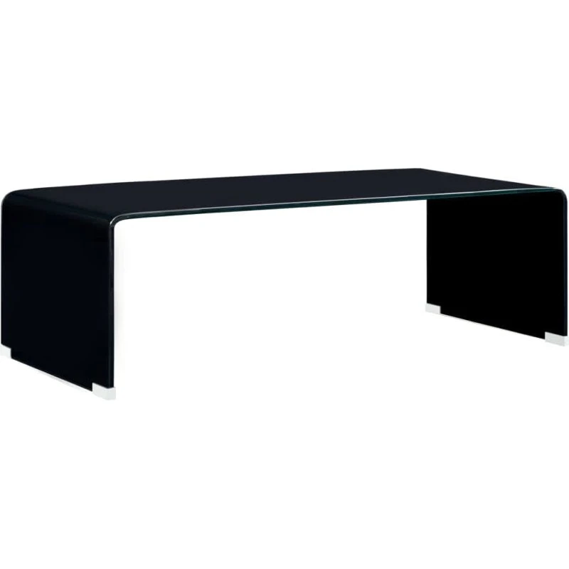 Sofabord i sort hærdet glas 98x45x31 cm