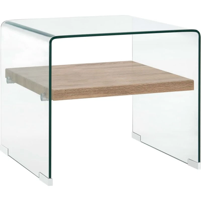 Sofabord i hærdet glas 50x50x45 cm – transparent