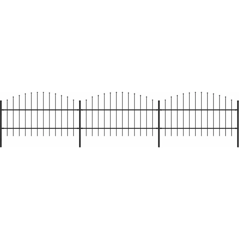 Sort havehegn i stål med spydtop 537x100 cm (5,1 m)