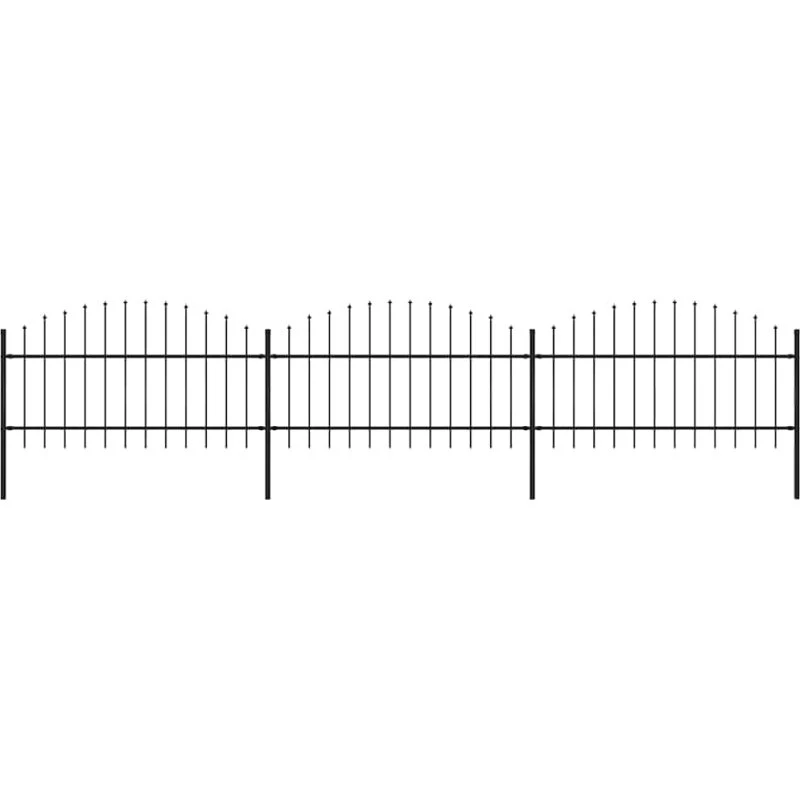 Havehegn i stål med spydtop 537x125 cm sort