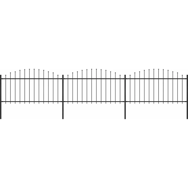 Havehegn i stål med spydtop 537x150 cm sort