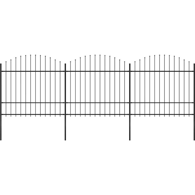 Havehegn i stål med spydtop 537x175 cm – sort
