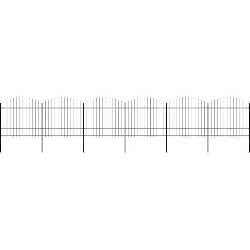 Havehegn i sort stål med spydtop 1070x175 cm