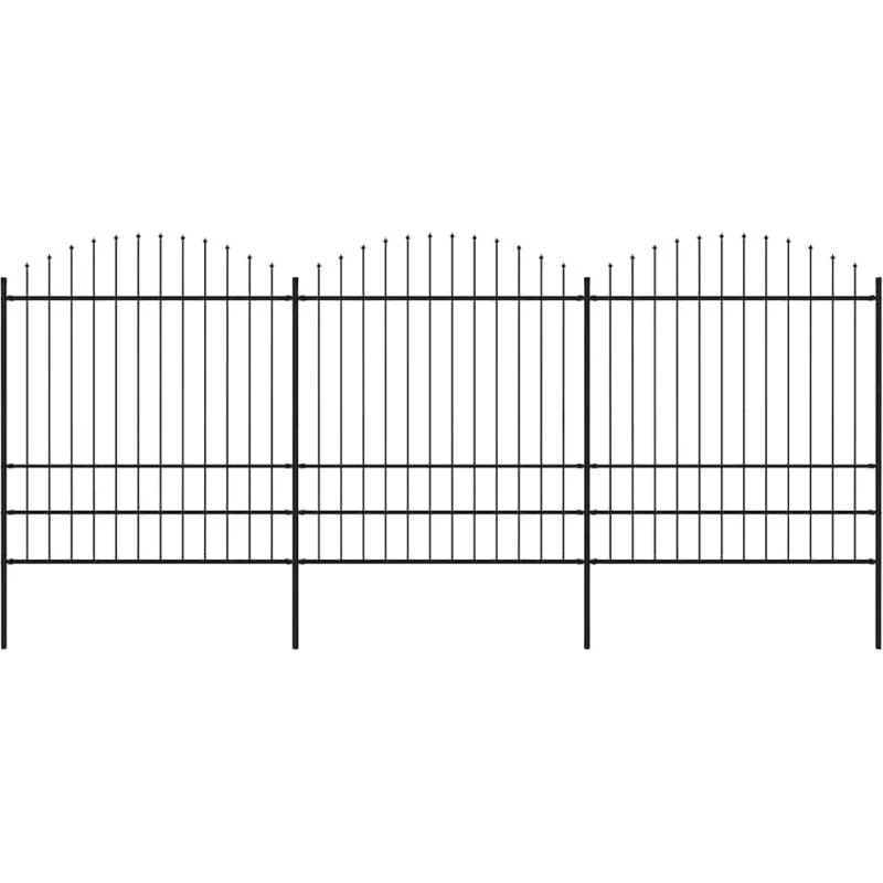 Sort havehegn med spydtop i stål 537×200 cm