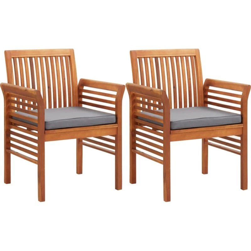 Havestole 2 stk. i massivt akacietræ med hynder