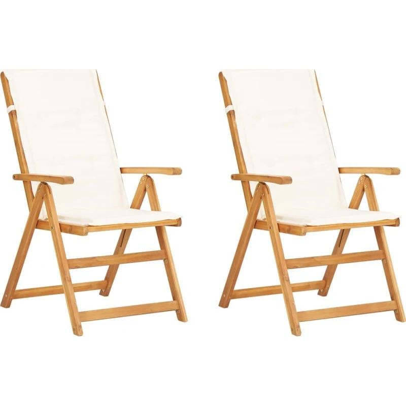 Havestole 2 stk. i massivt akacietræ med hynder