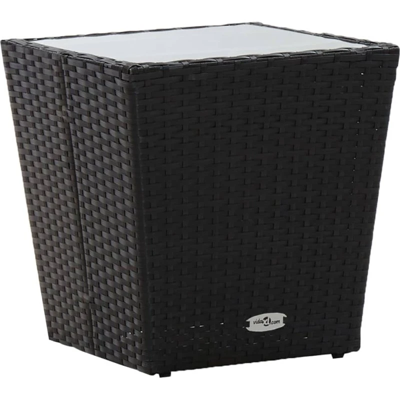 Tebord i polyrattan med hærdet glas 41,5x41,5x43 cm