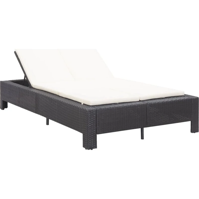 2-personers solseng i polyrattan med hynde – sort