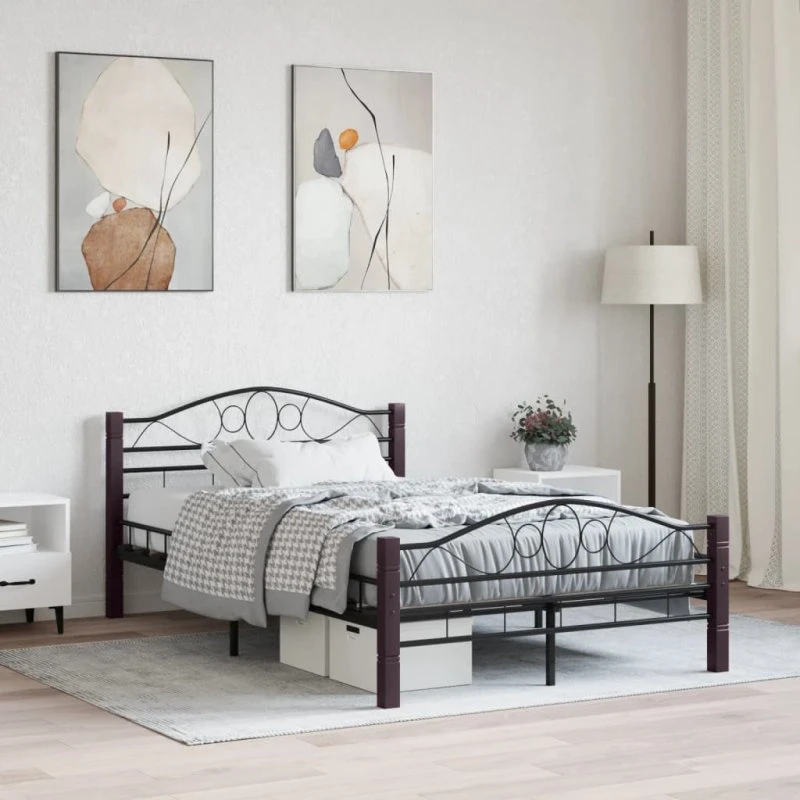 Sengestel i metal 120x200 cm – sort, lamelbund