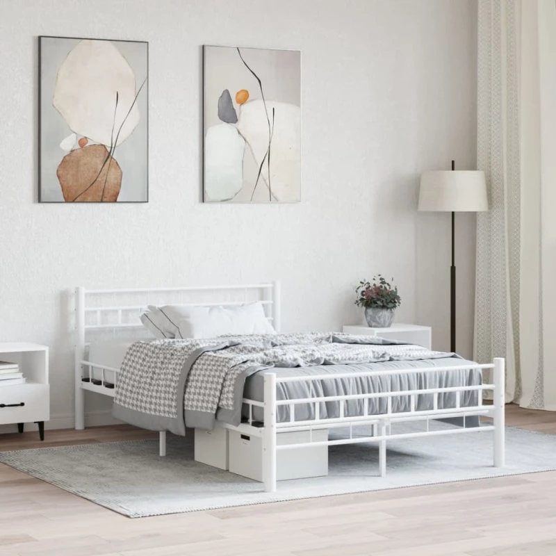 Sengestel i metal 140x200 cm – hvid
