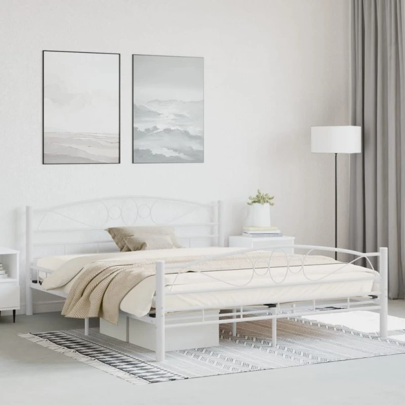Sengestel 160x200 cm i metal - hvid