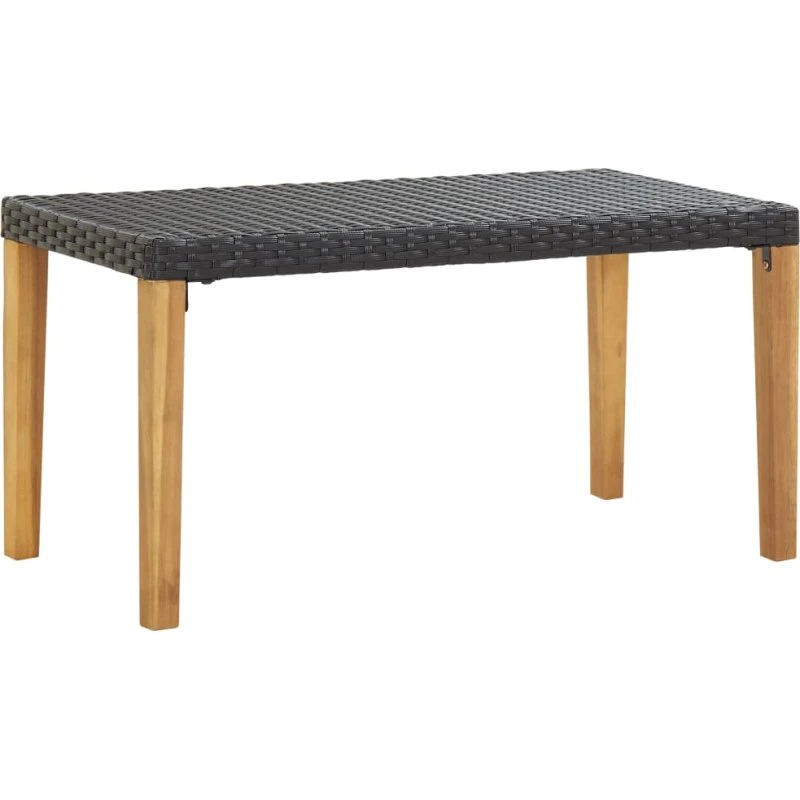 Havebænk 120 cm i polyrattan med akacietræsben - sort