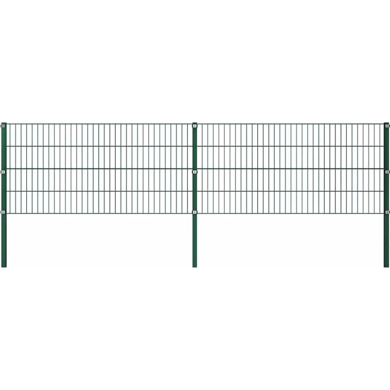 Hegnspanel sæt med stolper 349x80 cm i mosgrøn jern
