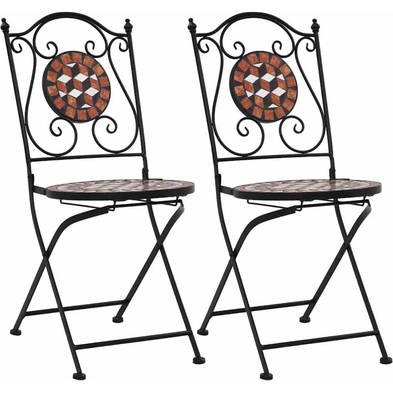 Bistrostole 2 stk. med keramisk mosaik - brun