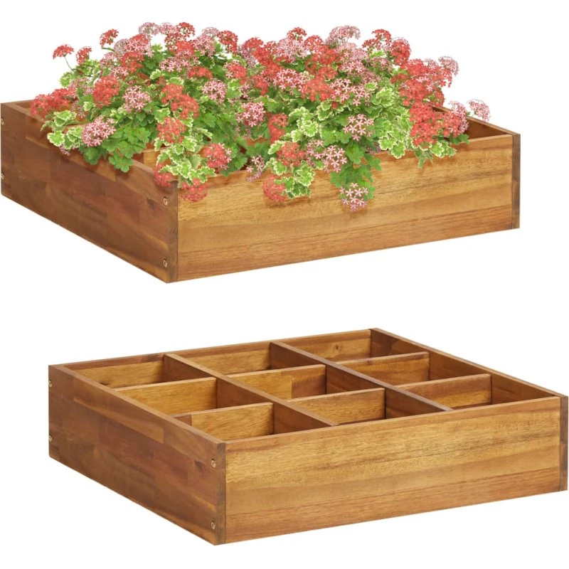 Hævet plantekasse til urter 60x60x15 cm i akacietræ