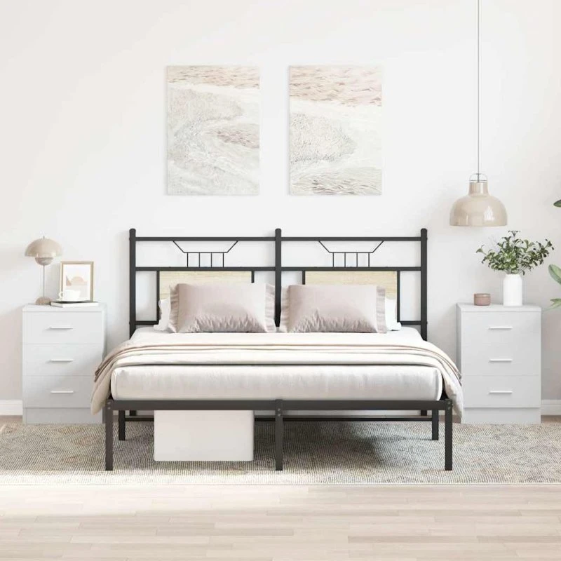 Sengeborde 2 stk. 38x35x56 cm hvidt konstrueret træ