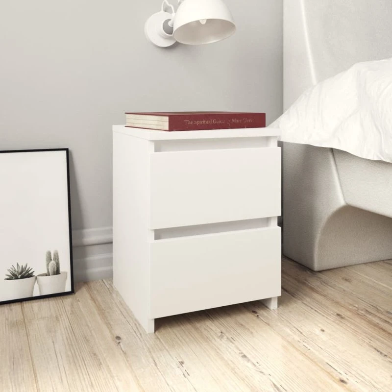 Sengeborde 2 stk. 30×30×40 cm – hvidt konstrueret træ