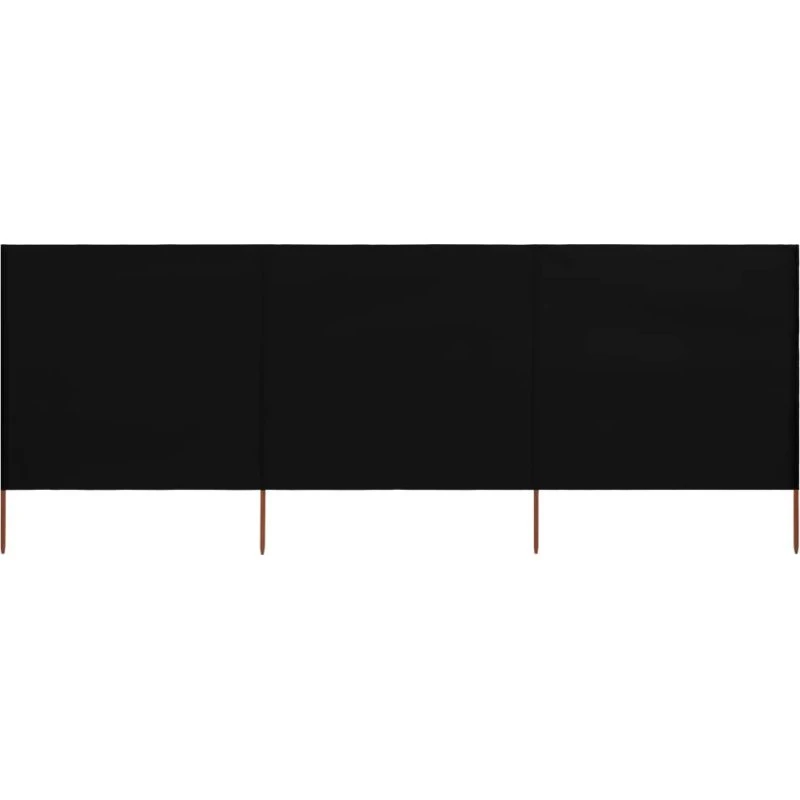 3-panel læsejl 400x160 cm, sort (med træstænger)