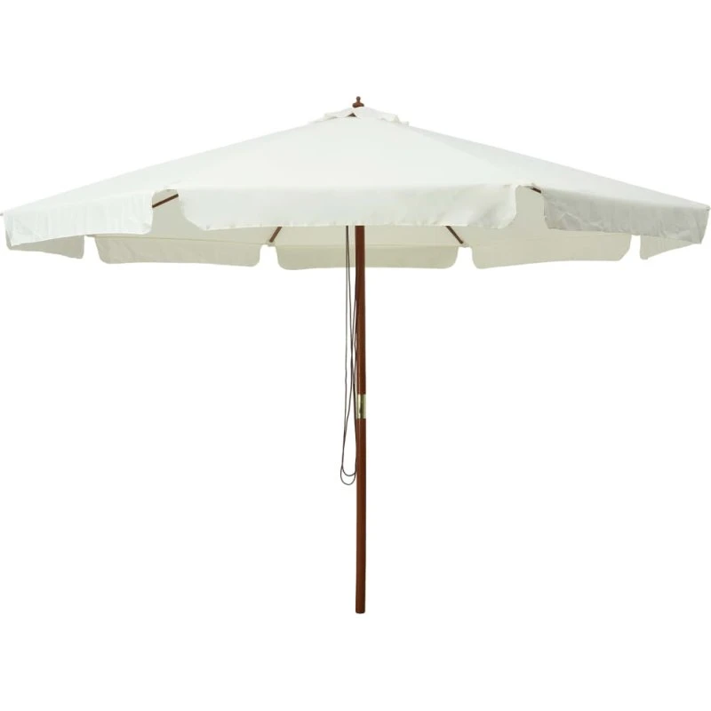 Parasol 330 cm sandhvid med træstang (48 mm)