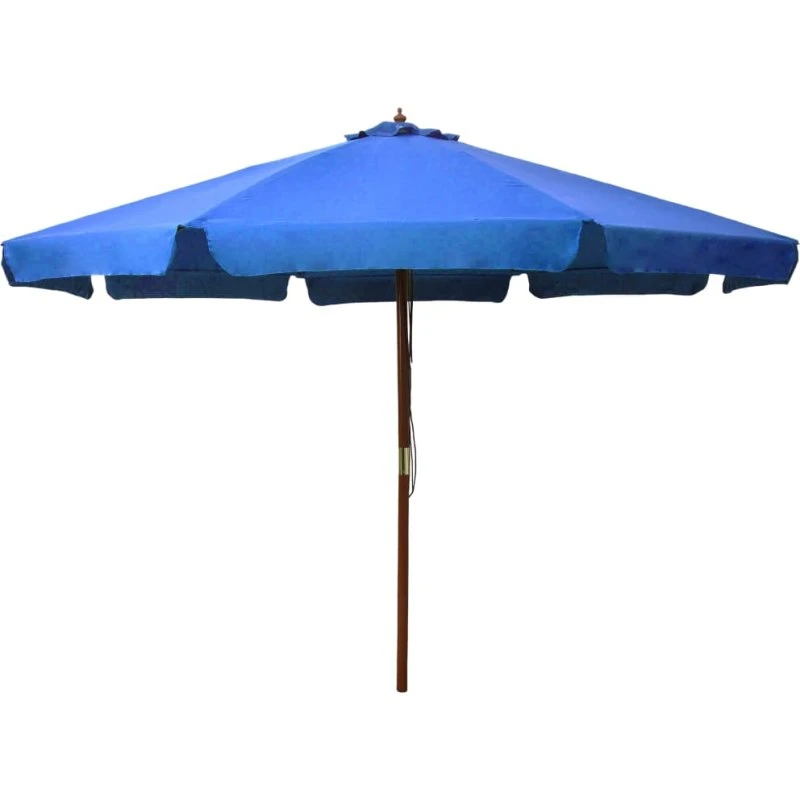 Parasol med træstang 330 cm – Azurblå