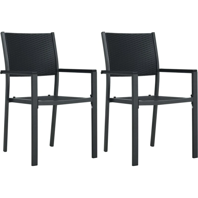 Havestole 2 stk. plastik rattanlook sort