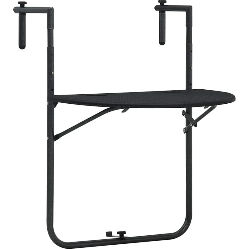 Hængende altanbord 60x64x83,5 cm - sort rattanlook