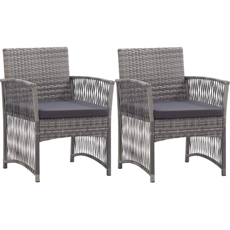 Havestole 2 stk. med hynder i polyrattan - Antracit