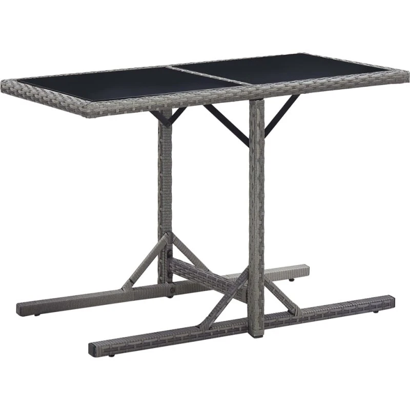 Antracit havebord 110x53x72 cm - glas & polyrattan