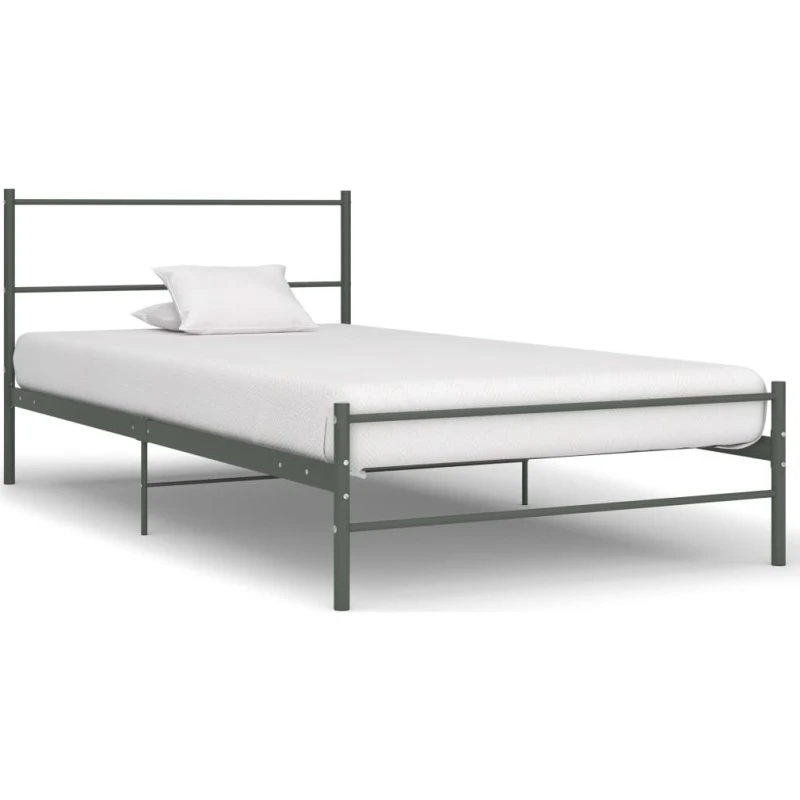 Sengestel i metal 90x200 cm – grå lamelbund