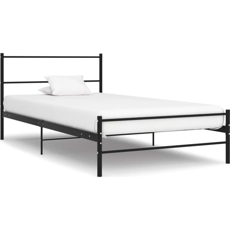 Sengestel i metal 90x200 cm - sort, lamelbund